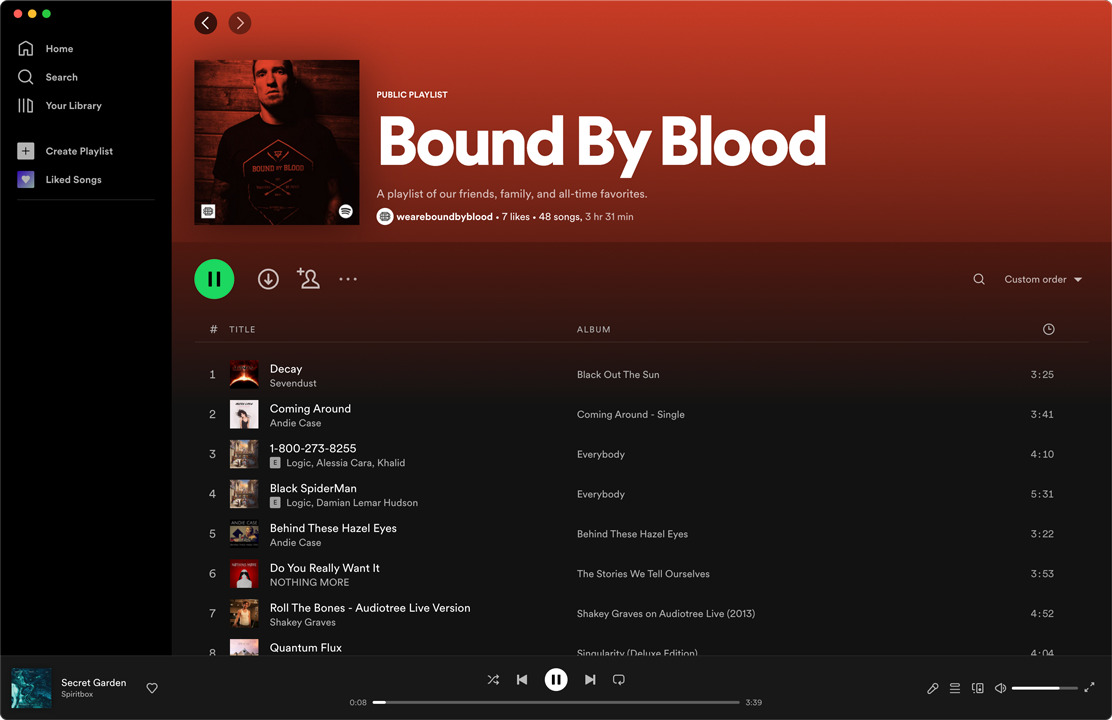 Bound By Blood Spotify Playlist