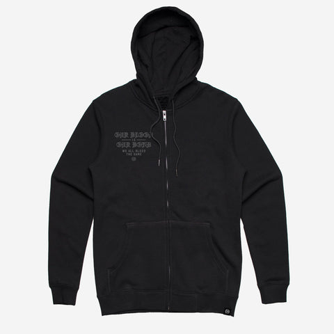 Bound By Blood Our Blood Our Bond Black Unisex Zip Hoodie