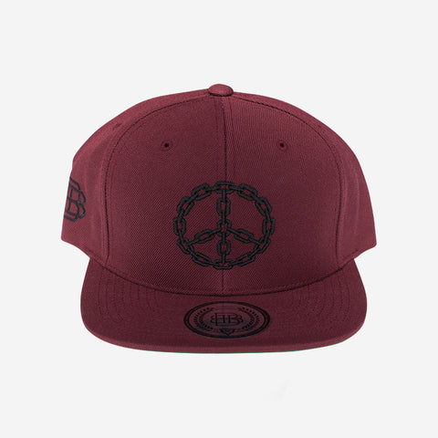Bound By Blood Peace Chain Burgundy Flatbrim Snapback Hat