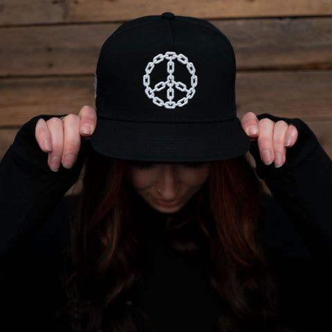 Bound By Blood Peace Chain Black & White 5-Panel Snapback Hat